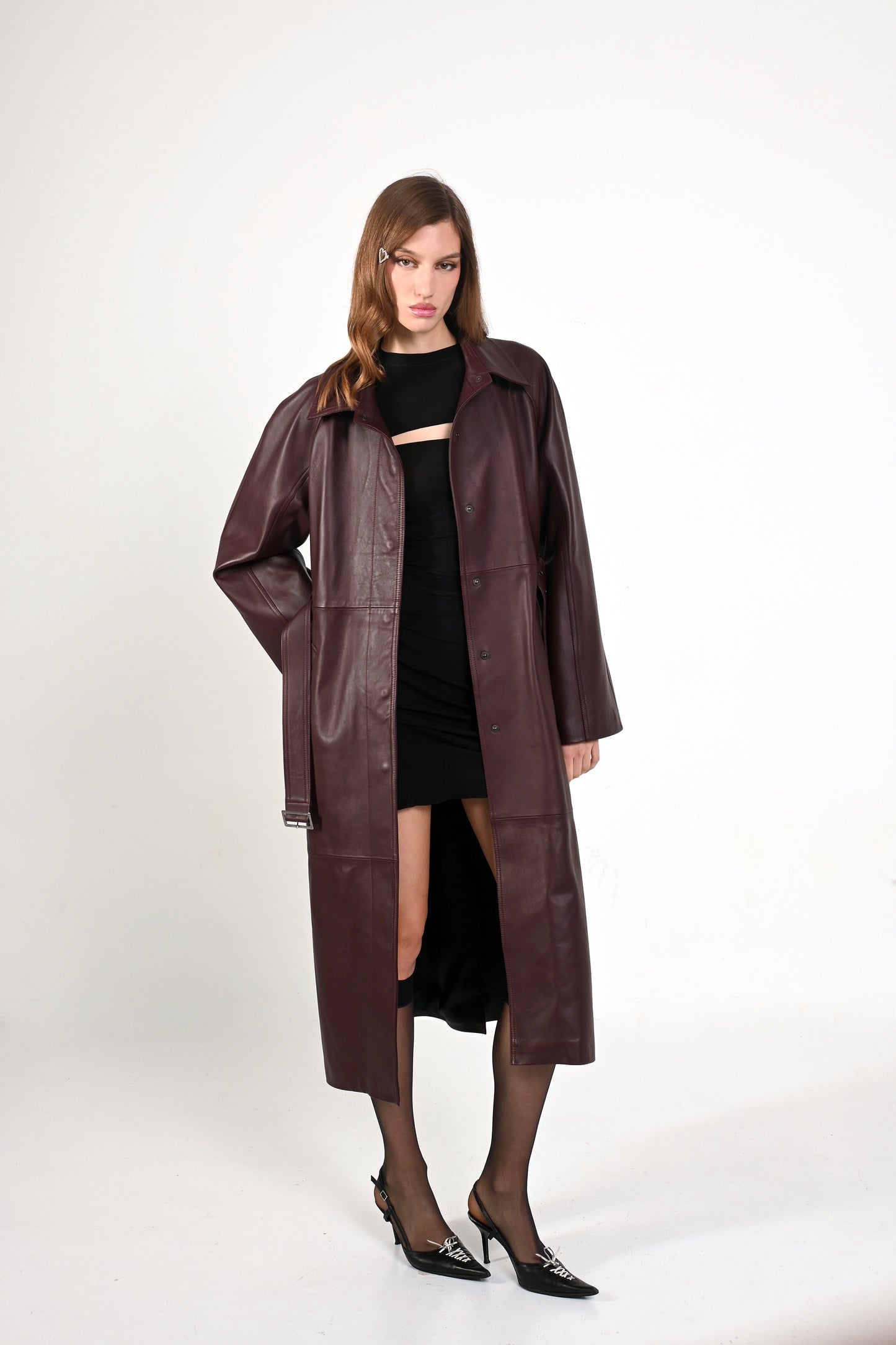 Burgundy Leather Coat