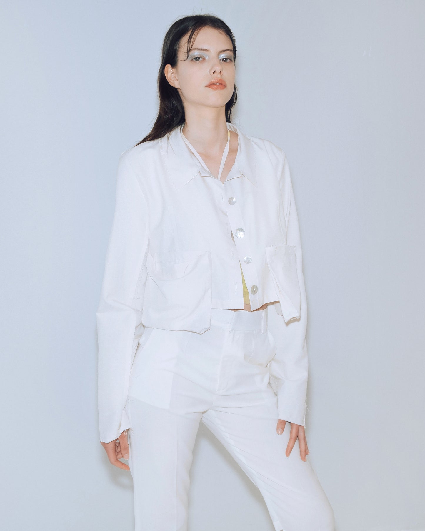 White silk mini jacket