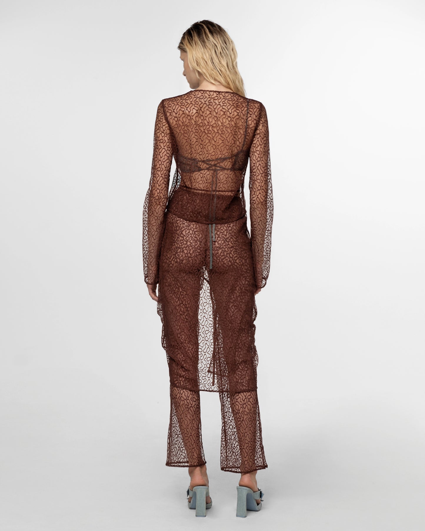 Brown Lace Pants with a Skirt