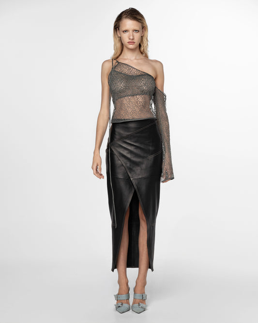 Black Leather  Skirt
