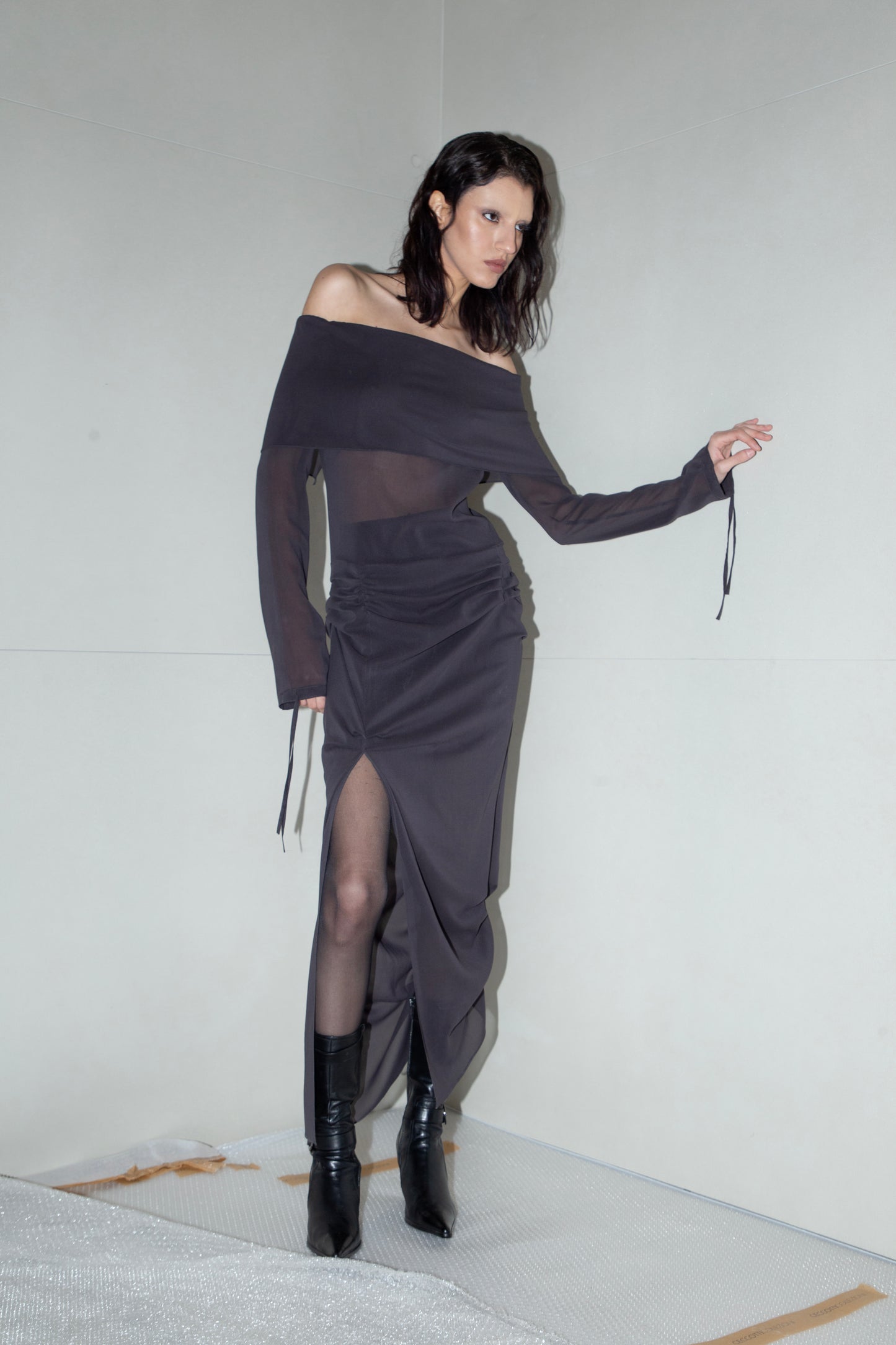 Gray Silk Dress