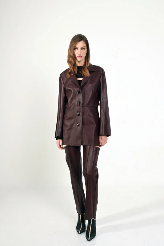 Ana burgundy leather jacket