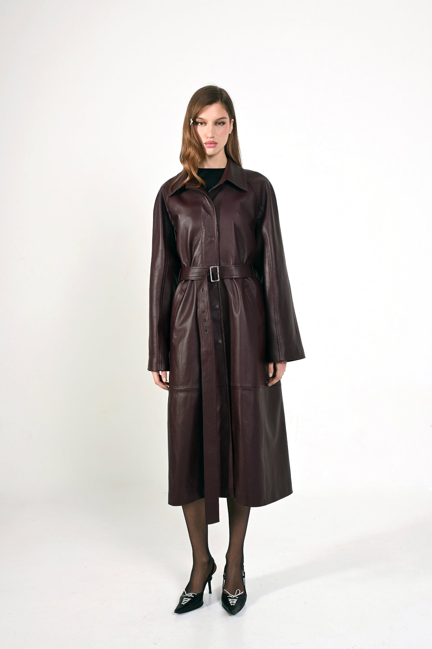 Burgundy Leather Coat