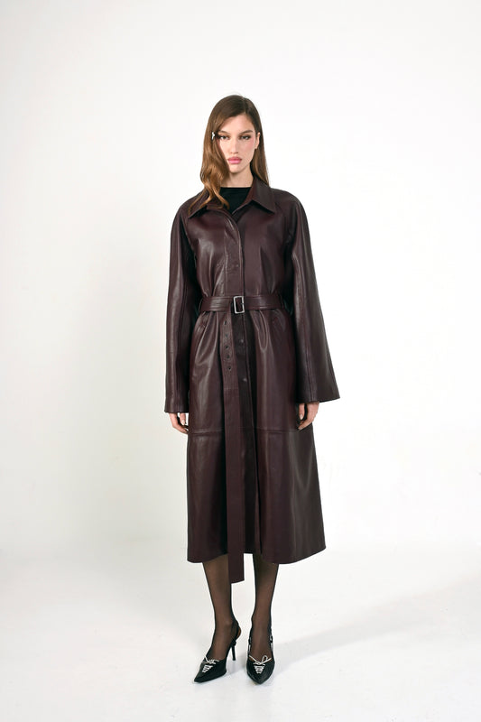 Burgundy Leather Coat