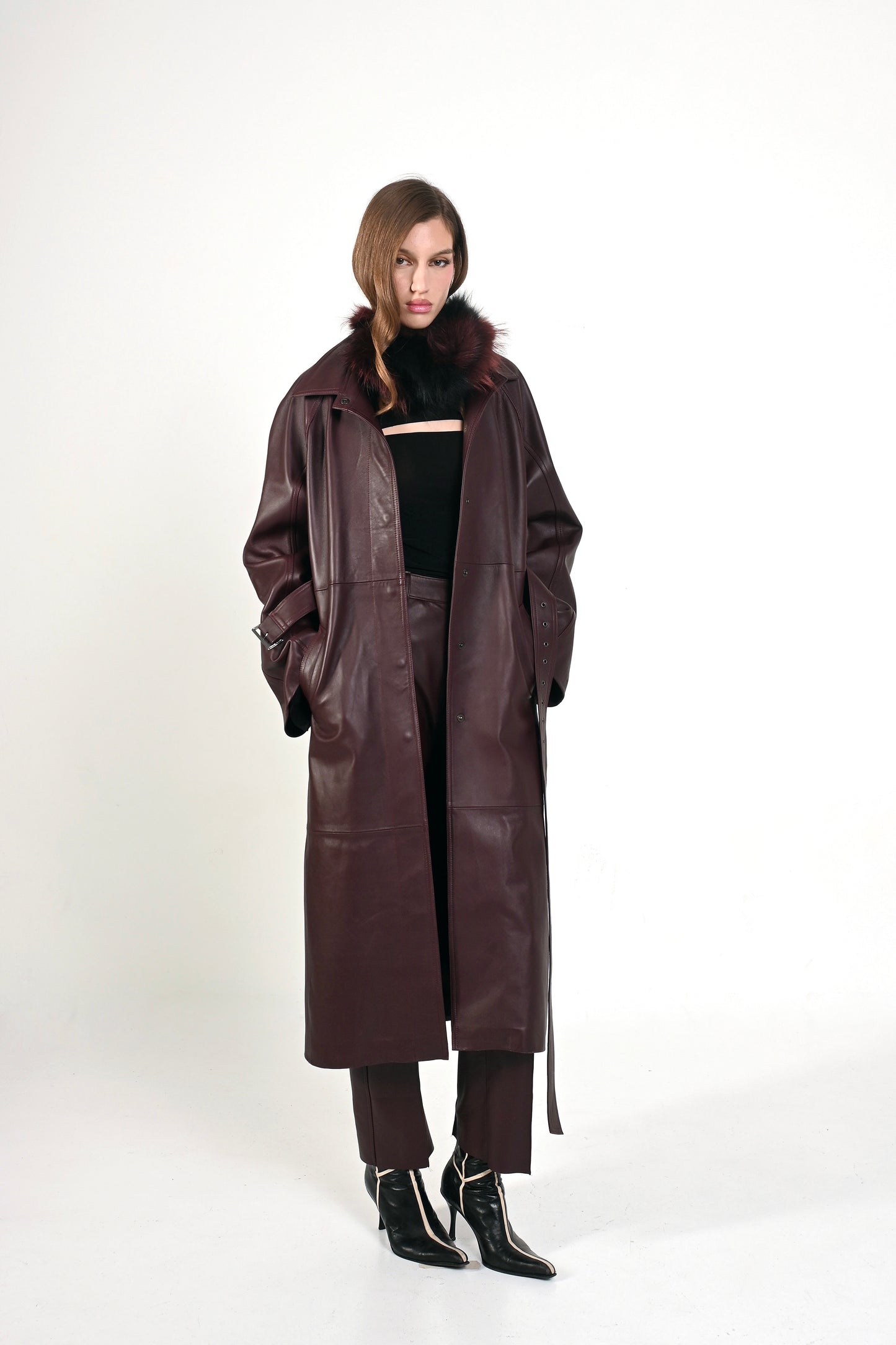 Burgundy Leather Coat