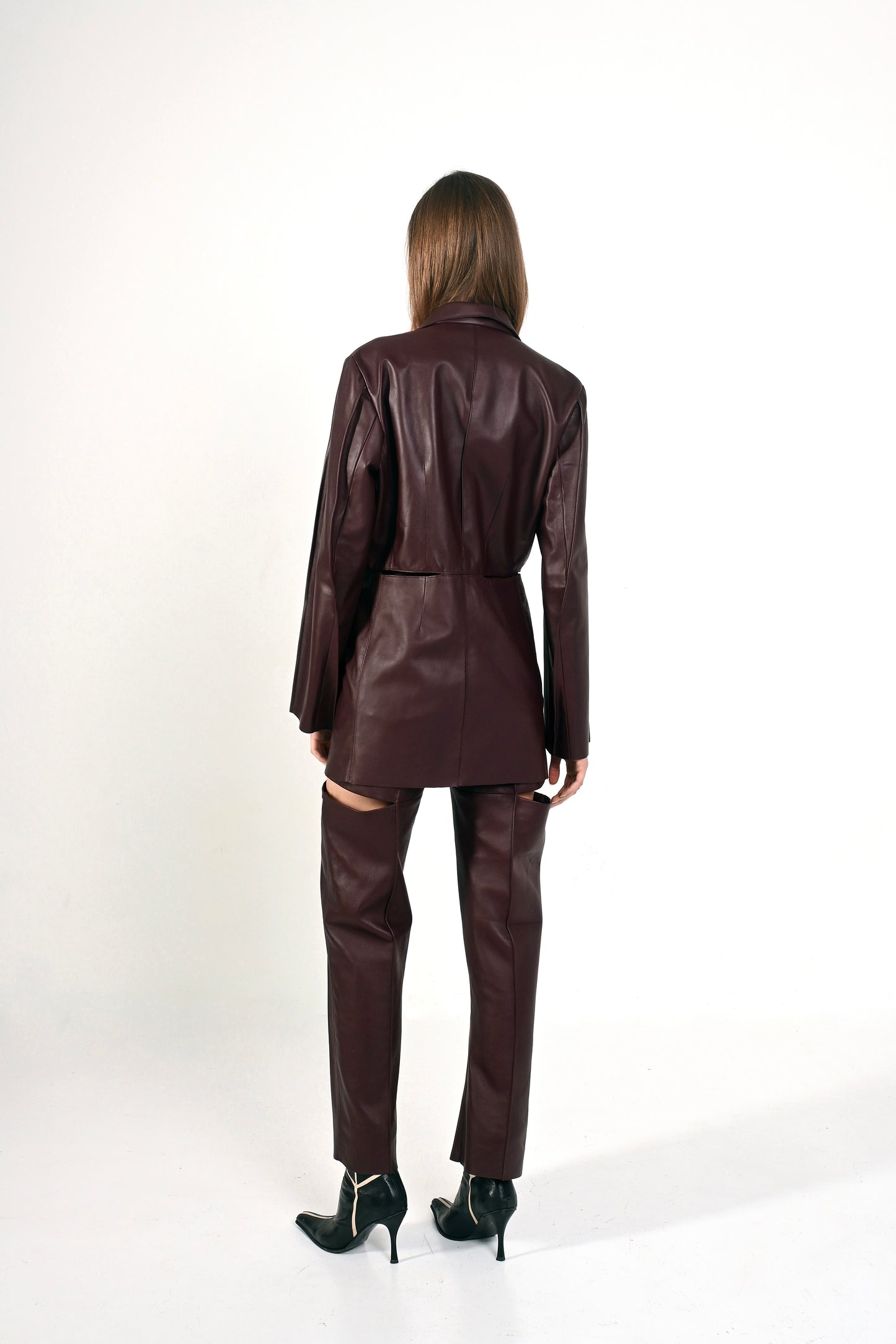 Ana burgundy leather jacket