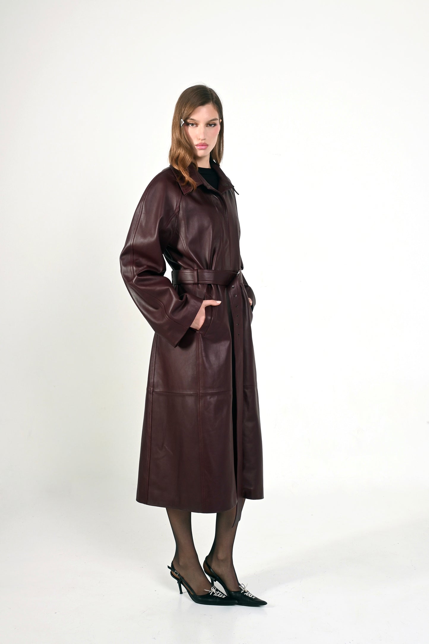 Burgundy Leather Coat
