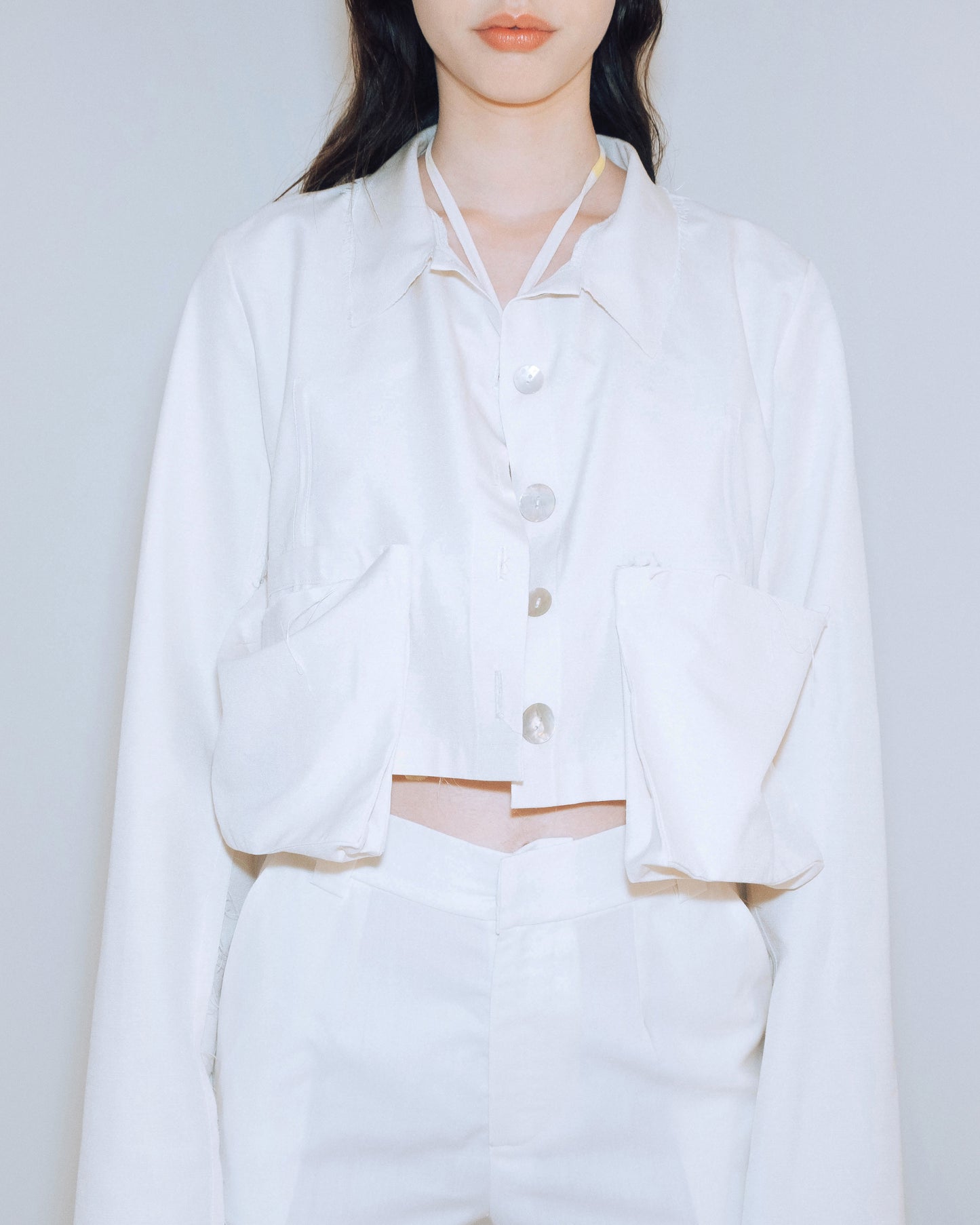 White silk mini jacket